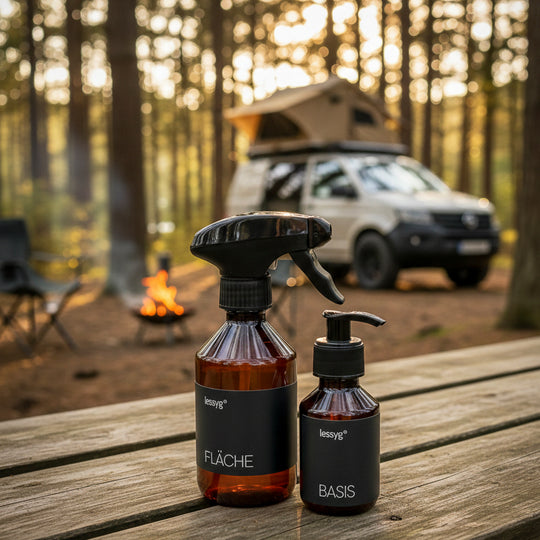 Camping Set beim Campen mit dem Van oder für unterwegs in der Natur 