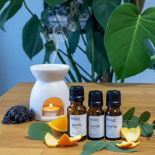 Natürliche Duftöle von lessyg mit dem Duft frischer Orange ideal auch für Duftlampen 