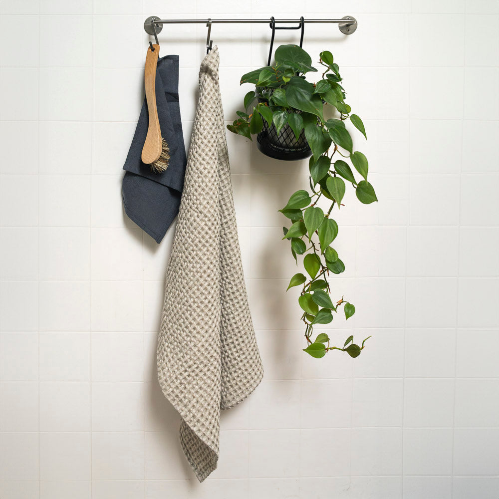 Waffelpique Leinen Tuch Grete aus 100% Ökotex Leinen made in Germany mit Aufhänger super weich 