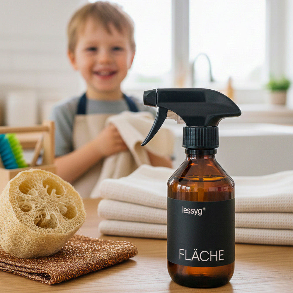 Kindeflasche Sprühflasche 250ml PET Flasche mit Sprühkopf von lessyg für die kleinen Helfer 