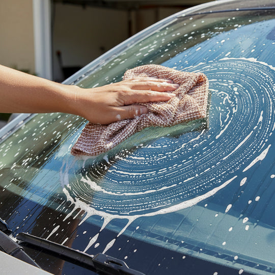 Anwendung des Kupfertuchs zum Reinigen von Insektenresten von Autoscheiben im Nassen Zustand ohne zu kratzen. 