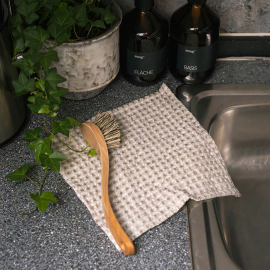 Leinen Multituch 25x25cm Serviette Spültuch nachhaltig Leinentuch Waffeloptik Küche Putzlappen antibakteriell Stoffserviette aus Leinen waschbar biologisch abbaubar Nachhaltiges Spültuch aus europäischem Flachs made in Germany