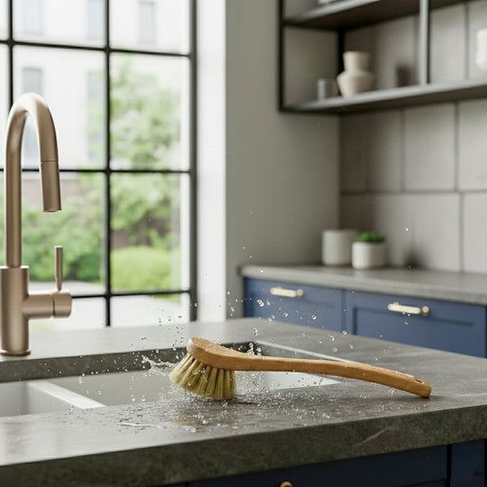 Spülbürste aus FSC® Buchenholz, robust und plastikfrei mit natürlichen Borsten in Harter stärke 