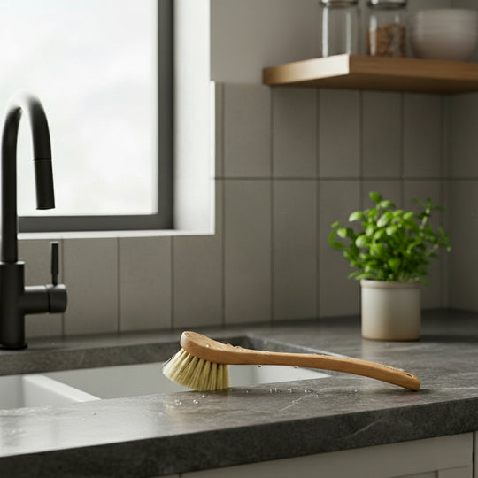 Spülbürste aus FSC® Buchenholz, robust und plastikfrei mit natürlichen Borsten in Mittlerer stärke 